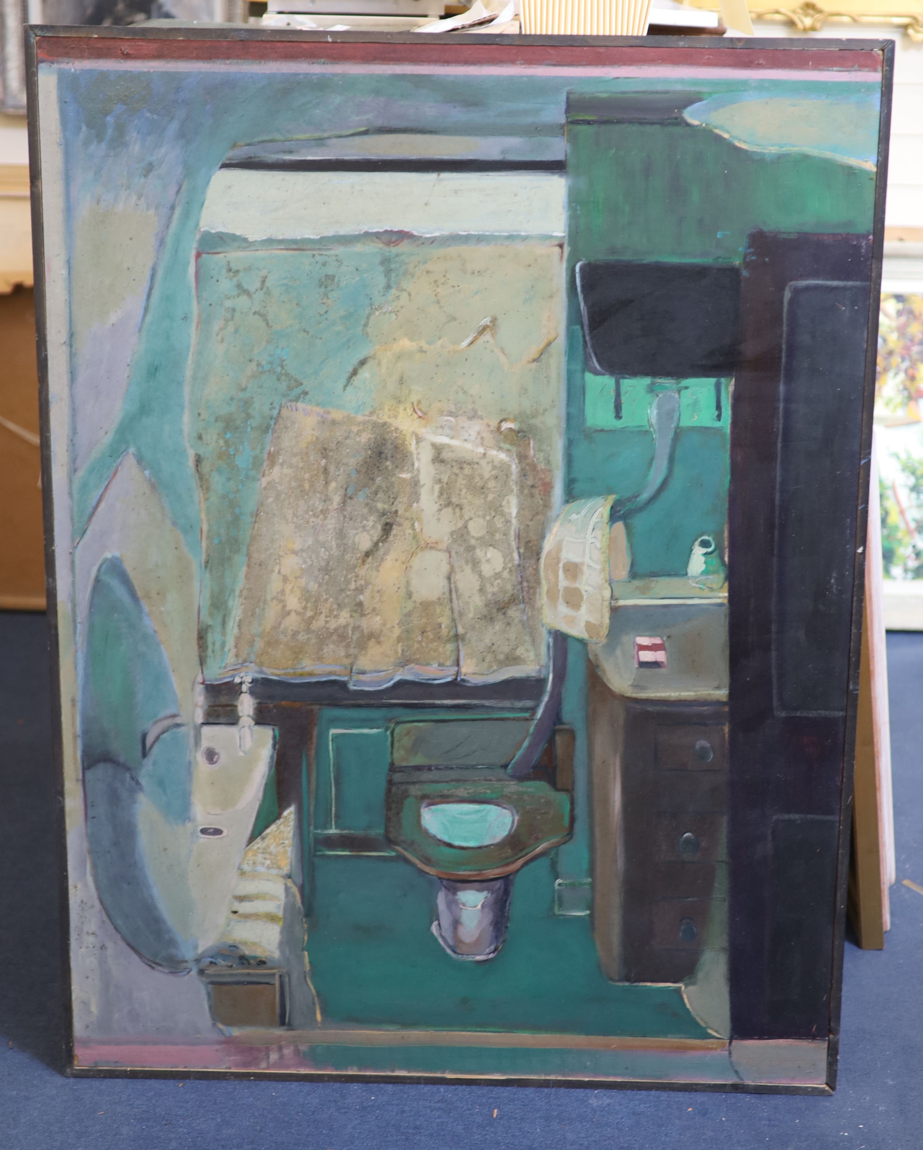 Harold Mockford (1932-), The Bathroom, 23 Enys Rd, 1976, oil on board, 122 x 92 cm.